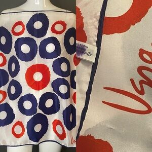 Vintage Vera Red Blue Abstract Print Scarf Large 26 In Sq Excellent Condition